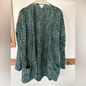 J. Jill Teal and Brown Cardigan Sweater